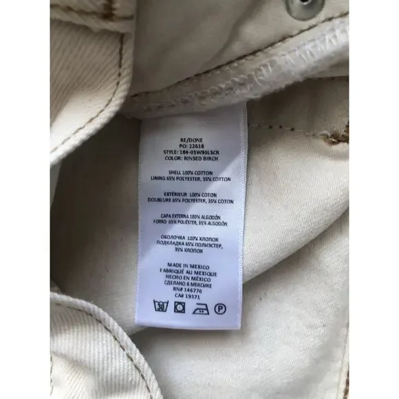 New Re/Done Women Cream Denim Jeans Size 27